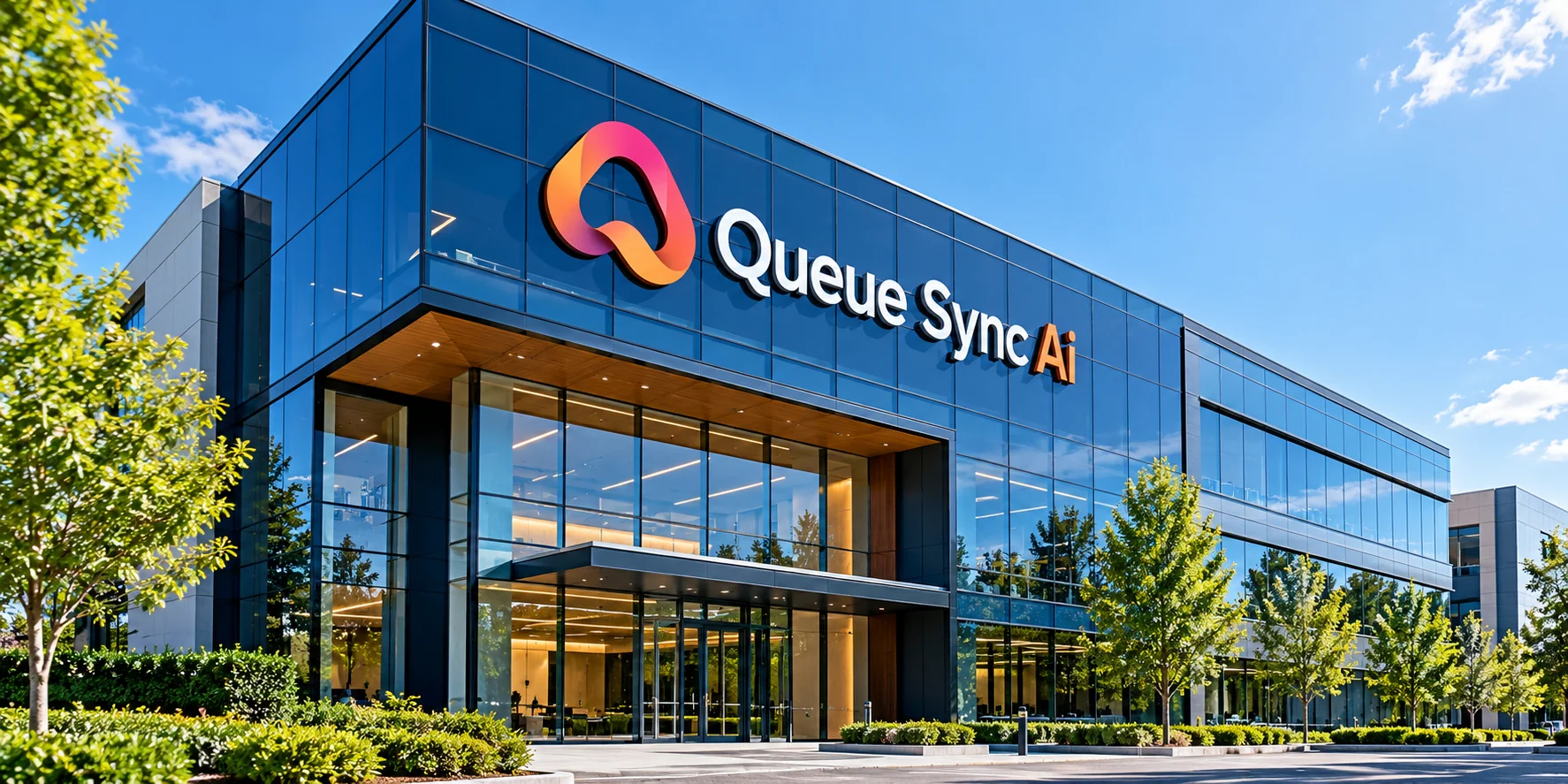Queue Sync Ai brand-building concept illustration; not a photograph of company premises